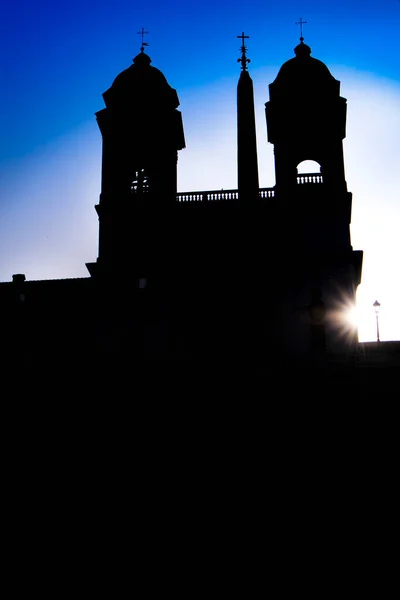 Platz Von Spanien Der Silhouette — Stockfoto