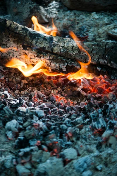 Φάση Καύσης Ξύλου Όμορφη Φωτιά — Φωτογραφία Αρχείου