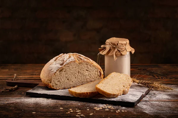 Yapımı Ekşi Ekmek Yakın Plan Görüntü — Stok fotoğraf