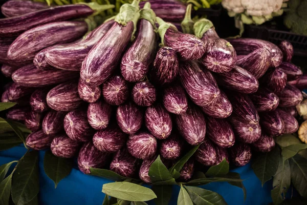 Aubergine Aubergine Légumes Saison Sur Marché Des Produits Locaux — Photo