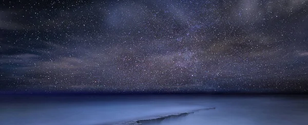 Landskap Seacoast Natten Med Stjärnor Himlen — Stockfoto
