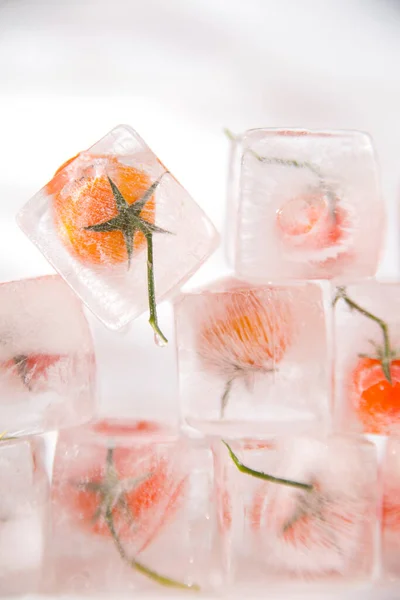 Tomatoes Frozen Close View — Stock Photo, Image