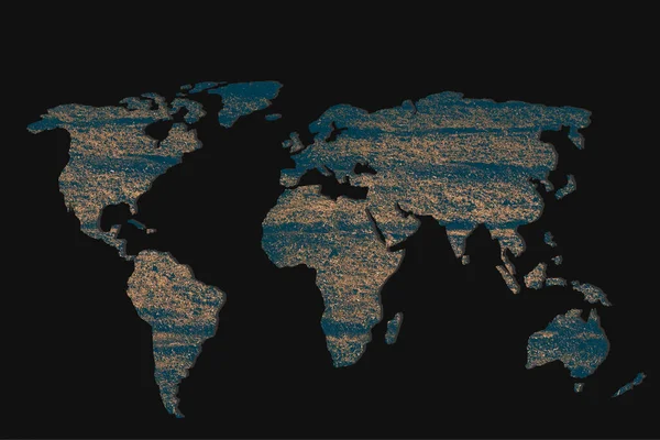 Грубо Викладена Карта Світу Фоном Стіни — стокове фото