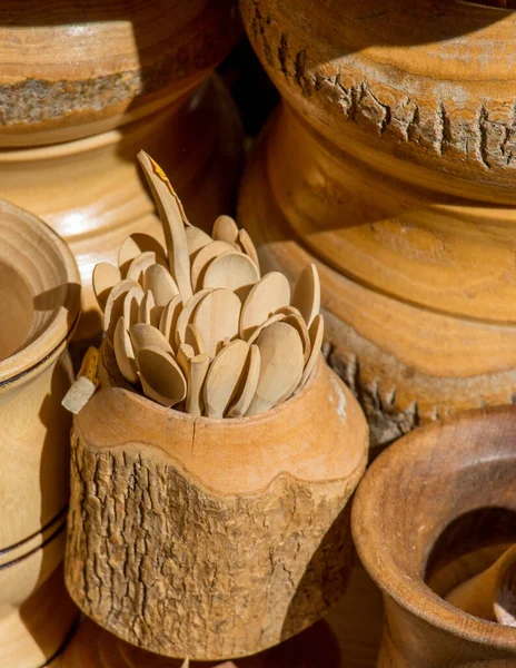 Tea Spoons Made Wood — Stock Photo, Image