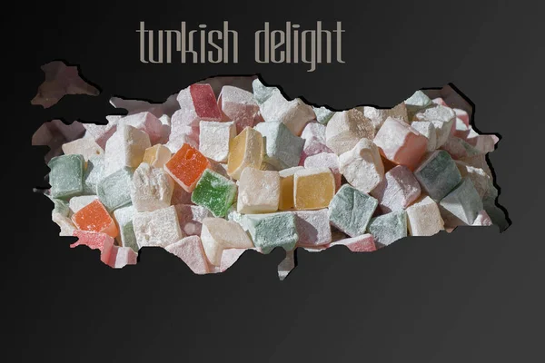 大致概述的土耳其地图与土耳其的喜悦填充 — 图库照片