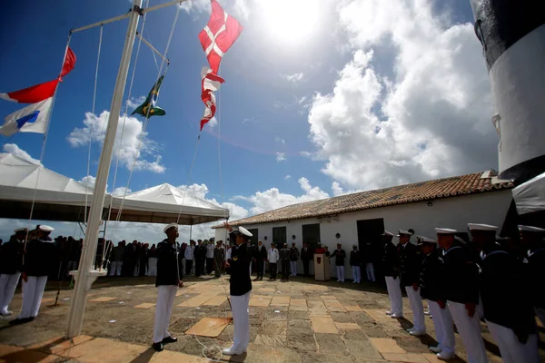 萨尔瓦多 巴伊亚州 2019年6月11日 巴西海军军事人员在萨尔瓦多市纪念里亚库埃洛海战 — 图库照片