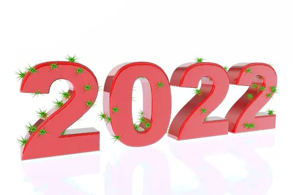 Image Number 2022 Infected Viruses Symbolizing Danger Pandemic New Year — Zdjęcie stockowe