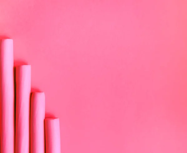 Розовые Пенопластовые Бигуди Мягком Фоне Аксессуары Волос — стоковое фото