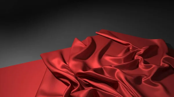 Абстрактный Красный Шелк Черном Фоне Черный Фон Красным Полотном — стоковое фото