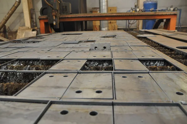 Plasmasnijden Fabriek Uitknippen Details — Stockfoto