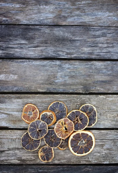 Сушені Апельсинові Скибочки Дерев Яних Дошках — стокове фото