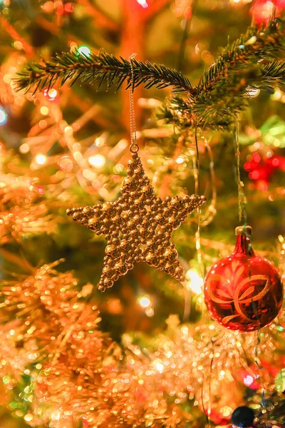 Decorados Ramos Árvore Natal Tradicional — Fotografia de Stock