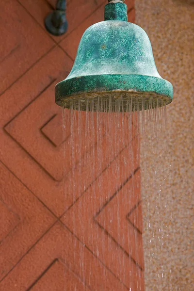 Shower Head Water Drops Falling Bathroom — Stock Photo, Image