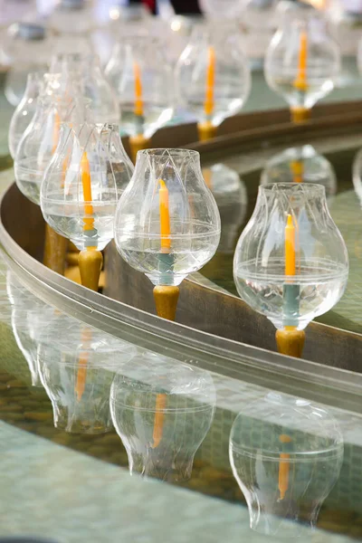 Glazen Houders Voor Kaarsen Het Boeddhisme — Stockfoto