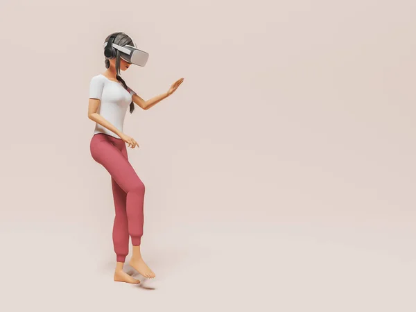 Gözlüklü Kız Yürüyor Biçimlendirilmiş Karakter — Stok fotoğraf