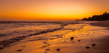 Sahilde güzel bir gün batımı manzarası