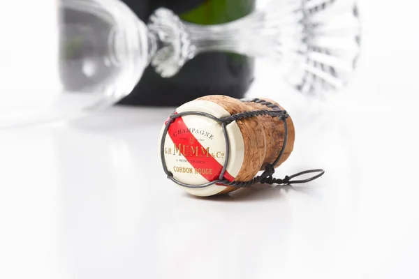 Mumm Champagne Cork Closeup White Reflection — Stok fotoğraf