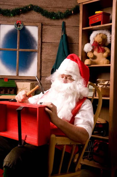 Papai Noel Oficina Com Vagão — Fotografia de Stock