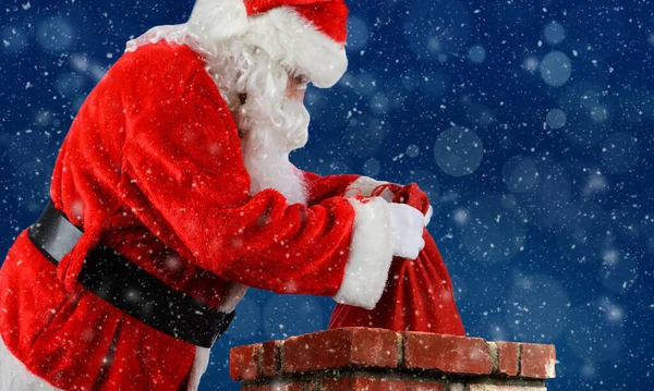 Santa Claus Bag Schornstein — Stockfoto