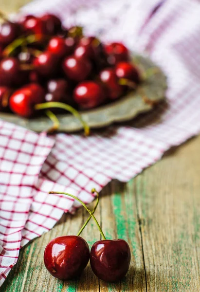 Photo Red Cherries Healthy Food Vegetarian Red Food — Stock Photo, Image