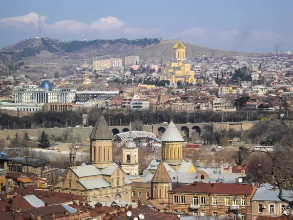 Parte Vecchia Tbilisi Vista Sullo Sfondo — Foto Stock