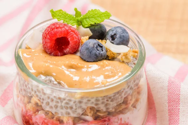 Chia Pudding Oat Berries — Stok fotoğraf