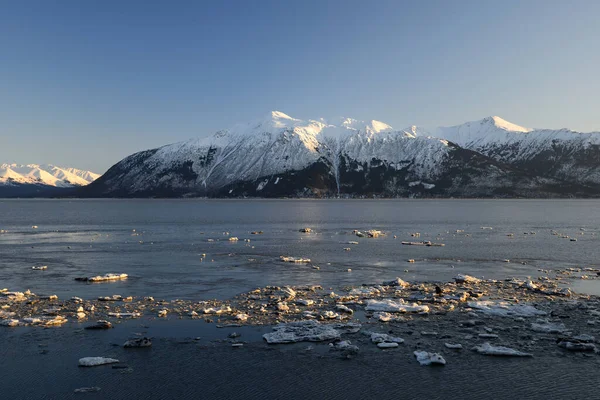 Snow Mountain Alaska Bay — Zdjęcie stockowe