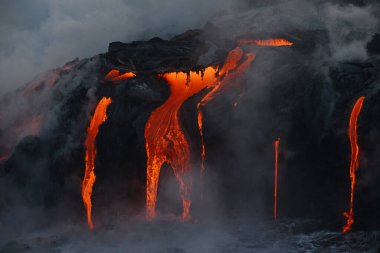Hawaii 'de volkanik lavlar. Yakın plan.