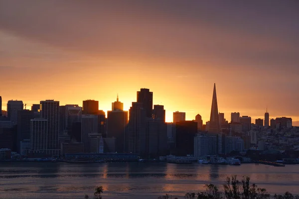 Pôr Sol San Francisco Cityscape Eua — Fotografia de Stock
