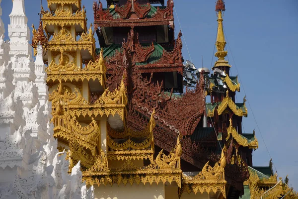 Shwedagon Golden Pagoda Crepuscolo Rangoon Yangon Myanmar — Foto Stock