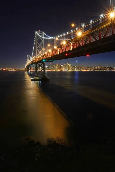 Bay Bridge Cidade Noite — Fotografia de Stock