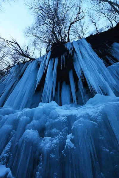 Icicles Frozen Waterfall Nagano Japón —  Fotos de Stock