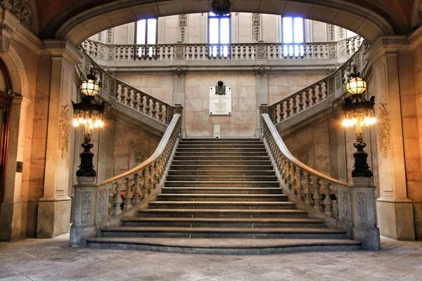 Somptueux Escalier Palais Bourse Porto — Photo