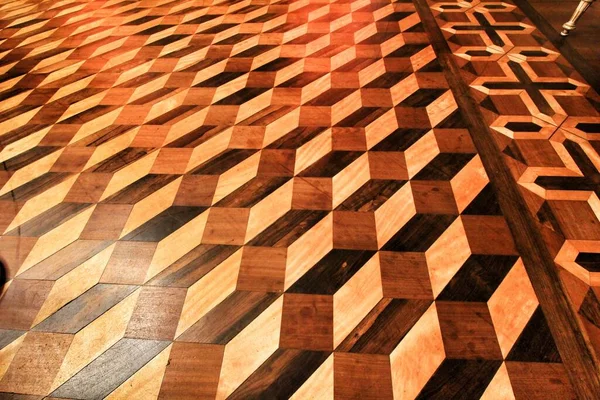 Piękna Drewniana Podłoga Pałacu Giełdy Porto — Zdjęcie stockowe