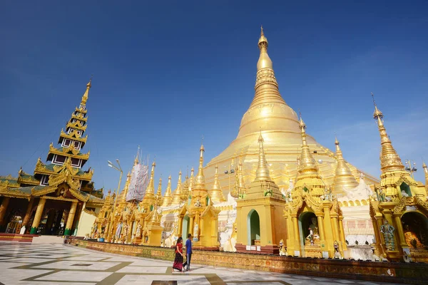 Shwedagon Goldene Pagode Der Dämmerung Yangon Myanmar — Stockfoto