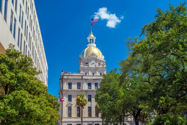 Die Goldene Kuppel Des Savannah City Hall Savannah — Stockfoto