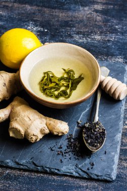 Yeşil çay seti arka plan