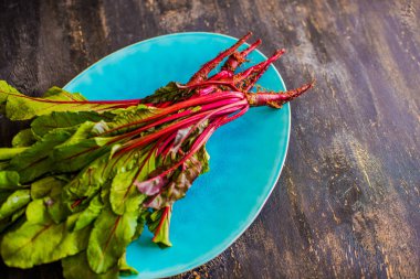 Taze organik pancarların yakın plan görüntüsü    