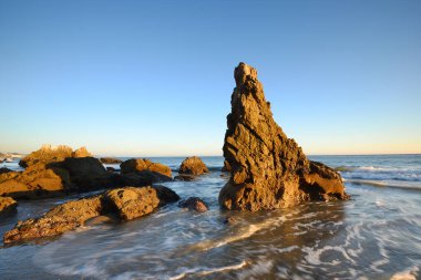 Santa Cruz de la Cruz de la Palma plajında gün batımı 
