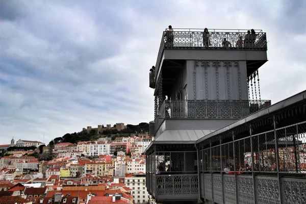 Santa Justa Lift Lissabon - Stock-foto