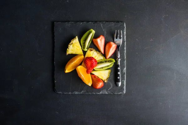Vista Perto Saborosa Sobremesa Frutas Orgânicas — Fotografia de Stock