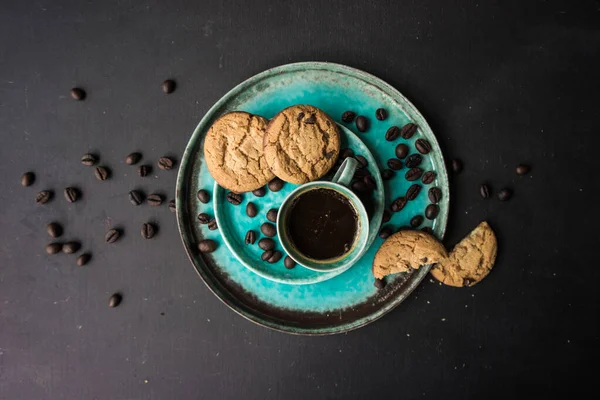 Filiżanka Kawy Ciasteczkami — Zdjęcie stockowe