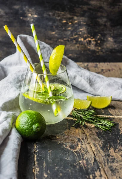 Close Shot Van Heerlijke Verfrissende Limonade Cocktail — Stockfoto
