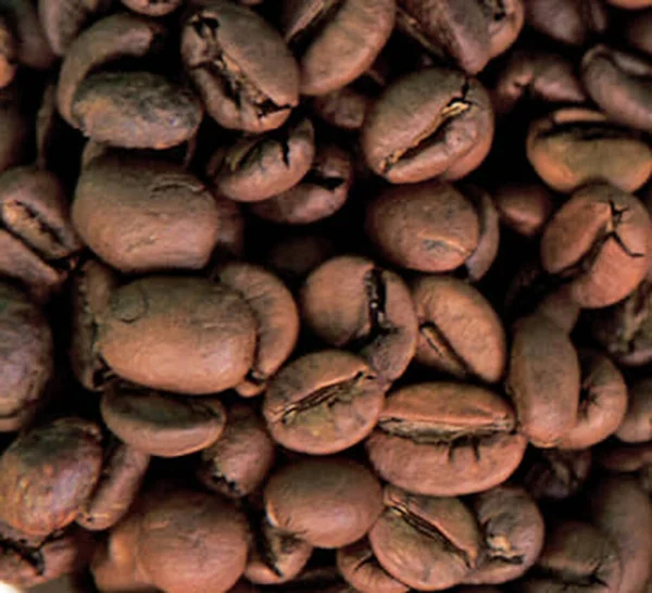 Närbild Bild Läckra Kaffebönor För Bakgrund — Stockfoto