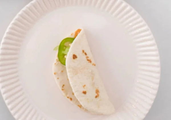 Primer Plano Delicioso Taco Con Pimienta Verde Para Fondo — Foto de Stock