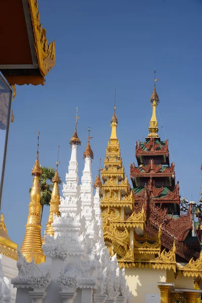 Shwedagon Pagode Dourado Crepúsculo Rangum Mianmar — Fotografia de Stock