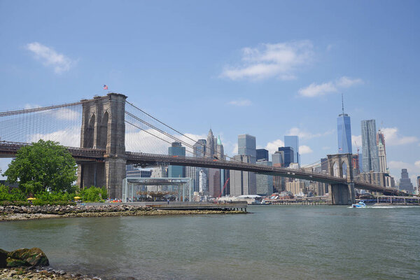 Brooklyn bridge, cityscape, urban