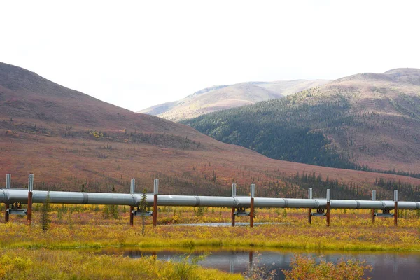 Rurociąg Aalaskan Przez Góry Usa — Zdjęcie stockowe