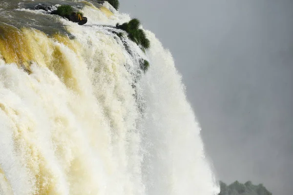 Vista Perto Fluxo Água Iguazu — Fotografia de Stock