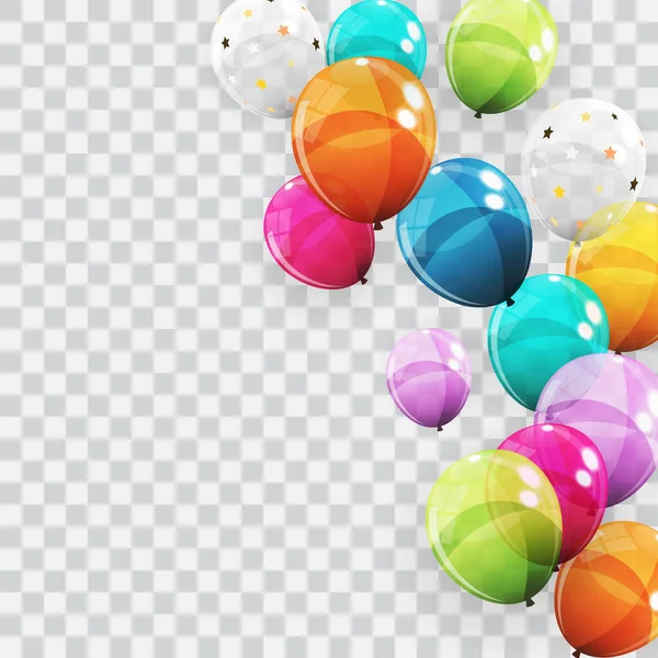 彩色光泽氦气球背景组 周年纪念 庆祝派对装饰的气球套装 — 图库照片
